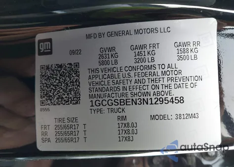 2022 Chevrolet Colorado 2Wd Short Box Wt из США, поврежденный, VIN 1GCGSBEN3N1295458